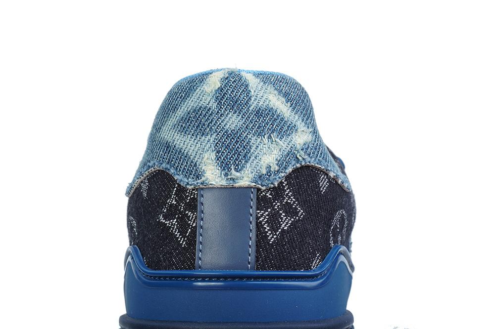 PK god Louis Vuitton LV Trainer Blue Black Denim Monogram retail materials ready to ship